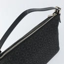 CELINE C Macadam Canvas Shoulder Bag Black Silver Auth SW1802-6