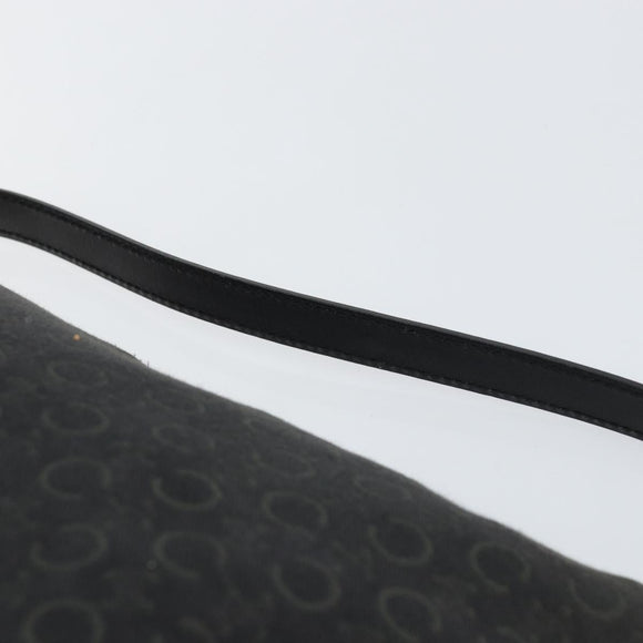 CELINE C Macadam Canvas Shoulder Bag Black Silver Auth SW1802