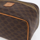 CELINE Macadam Canvas Vanity Pouch PVC Leather Brown Gold Auth SW1803-9