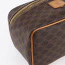 CELINE Macadam Canvas Vanity Pouch PVC Leather Brown Gold Auth SW1803-14