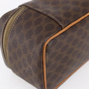 CELINE Macadam Canvas Vanity Pouch PVC Leather Brown Gold Auth SW1803-16