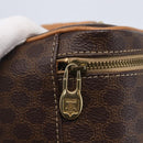 CELINE Macadam Canvas Vanity Pouch PVC Leather Brown Gold Auth SW1803-10