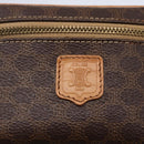 CELINE Macadam Canvas Vanity Pouch PVC Leather Brown Gold Auth SW1803-17