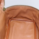 CELINE Macadam Canvas Vanity Pouch PVC Leather Brown Gold Auth SW1803-18