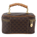 CELINE Macadam Canvas Vanity Pouch PVC Leather Brown Gold Auth SW1803-2