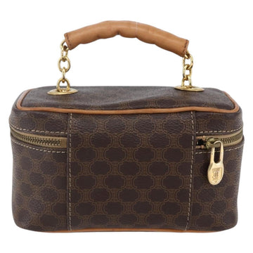 CELINE Macadam Canvas Vanity Pouch PVC Leather Brown Gold Auth SW1803 - 0