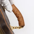 CELINE Macadam Canvas Vanity Pouch PVC Leather Brown Gold Auth SW1803-8