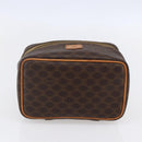 CELINE Macadam Canvas Vanity Pouch PVC Leather Brown Gold Auth SW1803-5