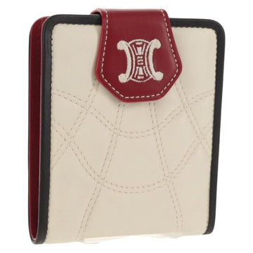 CELINE Bifold Wallet Leather White Auth SW1804AV