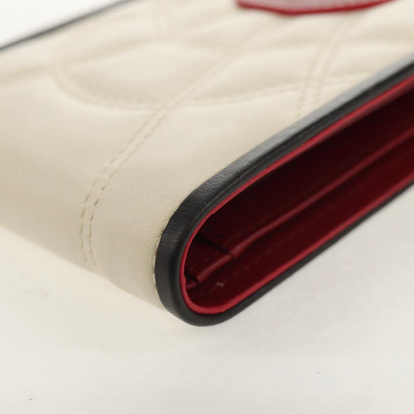 CELINE Bifold Wallet Leather White Auth SW1804AV