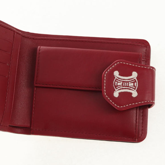 CELINE Bifold Wallet Leather White Auth SW1804AV