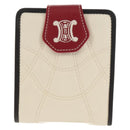 CELINE Bifold Wallet Leather White Auth SW1804AV-13