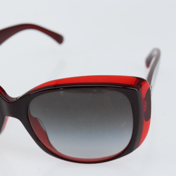 CHANEL Sunglasses plastic Red CC Auth SW1814