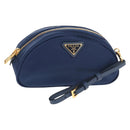 PRADA Clutch Bag Nylon Blue Gold Auth SW1822V-1