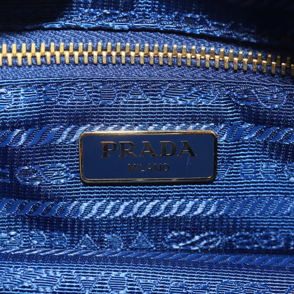 PRADA Clutch Bag Nylon Blue Gold Auth SW1822V