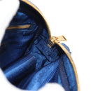 PRADA Clutch Bag Nylon Blue Gold Auth SW1822V-19