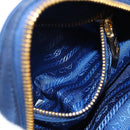 PRADA Clutch Bag Nylon Blue Gold Auth SW1822V-22
