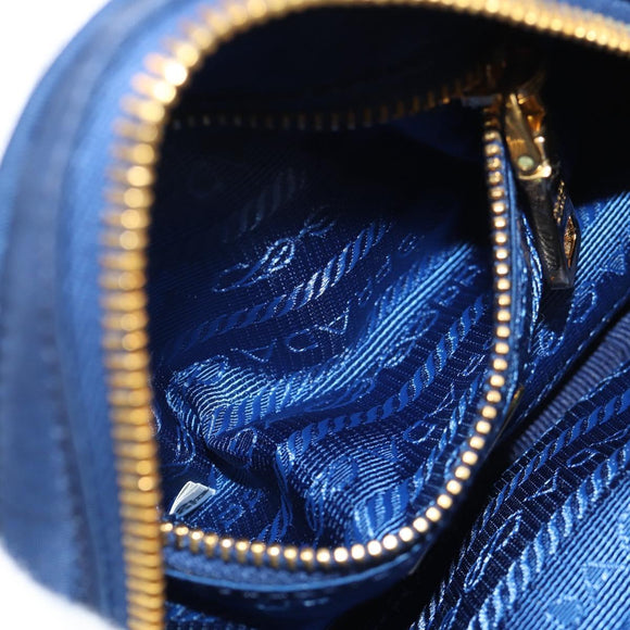 PRADA Clutch Bag Nylon Blue Gold Auth SW1822V