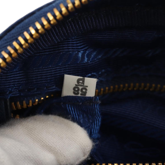 PRADA Clutch Bag Nylon Blue Gold Auth SW1822V