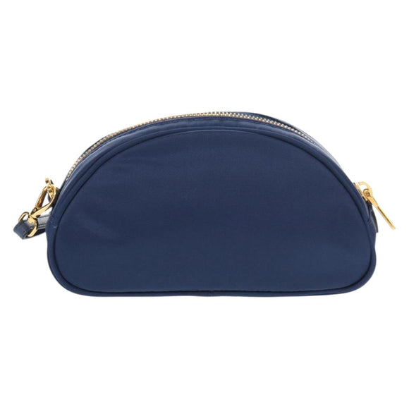 PRADA Clutch Bag Nylon Blue Gold Auth SW1822V