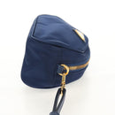 PRADA Clutch Bag Nylon Blue Gold Auth SW1822V-4