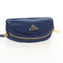 PRADA Clutch Bag Nylon Blue Gold Auth SW1822V-6