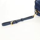 PRADA Clutch Bag Nylon Blue Gold Auth SW1822V-7