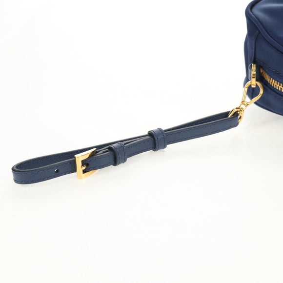 PRADA Clutch Bag Nylon Blue Gold Auth SW1822V