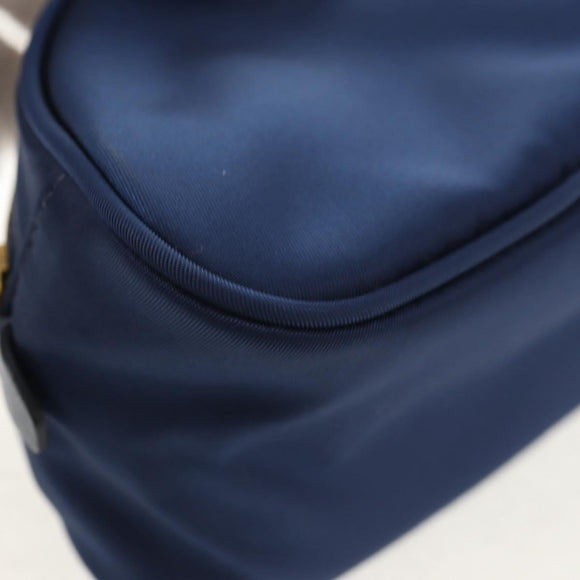 PRADA Clutch Bag Nylon Blue Gold Auth SW1822V