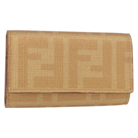 FENDI Zucca Canvas Key Case PVC Gold Auth SW1823V