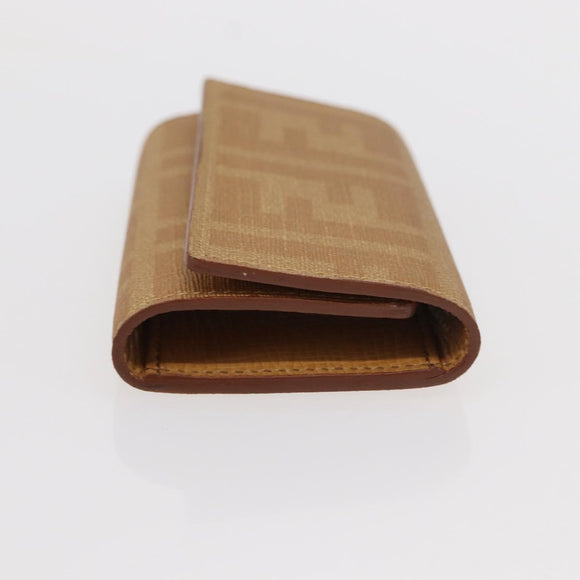 FENDI Zucca Canvas Key Case PVC Gold Auth SW1823A