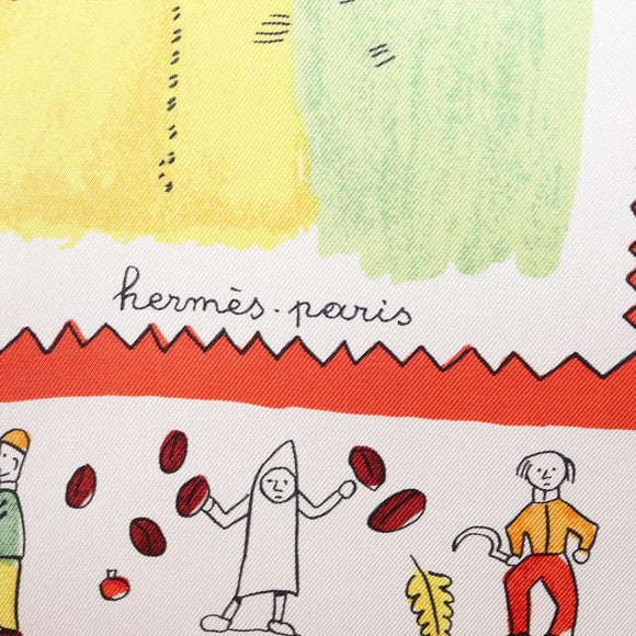 HERMES Carre 90 Scarf ""RETOUR A LA TERRE"" Silk Orange Auth SW1824M