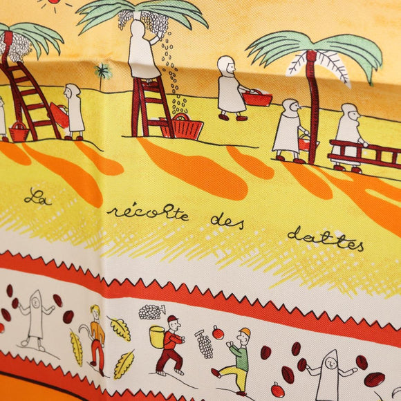 HERMES Carre 90 Scarf ""RETOUR A LA TERRE"" Silk Orange Auth SW1824M