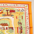 HERMES Carre 90 Scarf ""RETOUR A LA TERRE"" Silk Orange Auth SW1824M-4