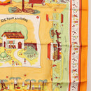 HERMES Carre 90 Scarf ""RETOUR A LA TERRE"" Silk Orange Auth SW1824M-7