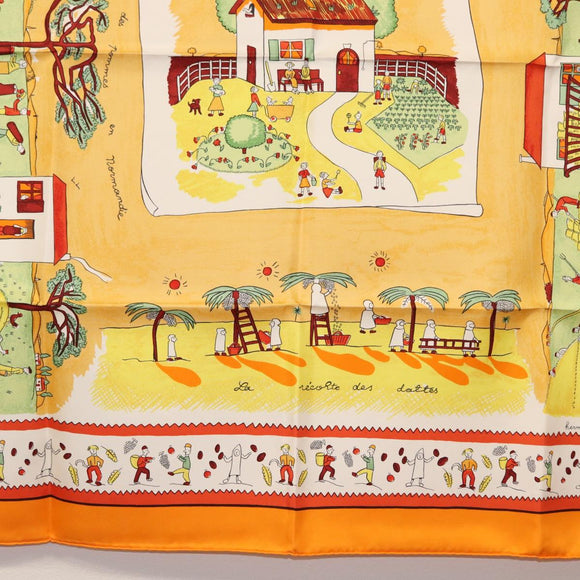 HERMES Carre 90 Scarf ""RETOUR A LA TERRE"" Silk Orange Auth SW1824M