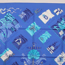 HERMES Carre 90 Scarf ""PAVOIS"" Silk Blue Auth SW1825M-3