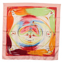 HERMES Carre 90 Scarf ""Smiles in Third millenary"" Silk Pink Auth SW1826M-1