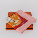 HERMES Carre 90 Scarf ""Smiles in Third millenary"" Silk Pink Auth SW1826M-12