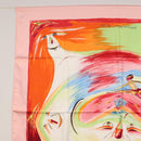 HERMES Carre 90 Scarf ""Smiles in Third millenary"" Silk Pink Auth SW1826M-2