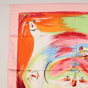 HERMES Carre 90 Scarf ""Smiles in Third millenary"" Silk Pink Auth SW1826M - 0