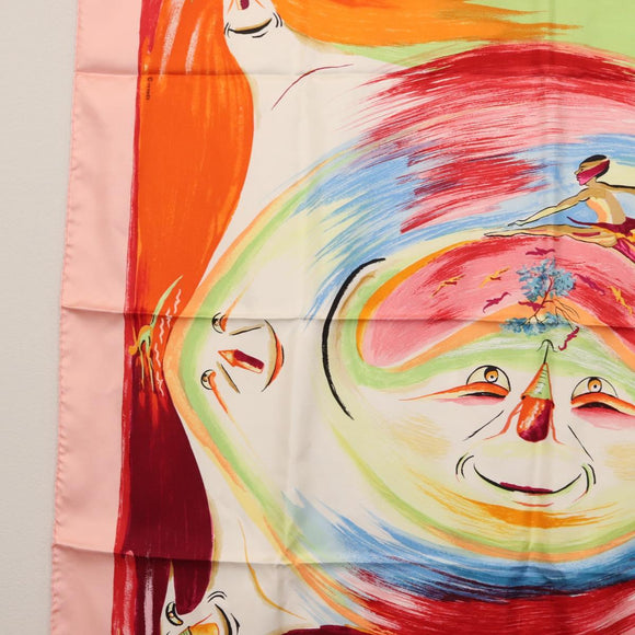 HERMES Carre 90 Scarf ""Smiles in Third millenary"" Silk Pink Auth SW1826M