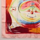 HERMES Carre 90 Scarf ""Smiles in Third millenary"" Silk Pink Auth SW1826M-8