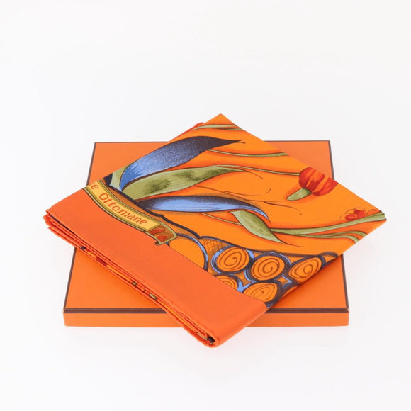 HERMES Carre 90 Scarf ""Ceramique Ottomane"" Silk Orange Auth SW1827M
