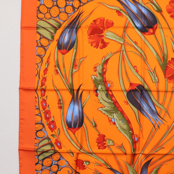 HERMES Carre 90 Scarf ""Ceramique Ottomane"" Silk Orange Auth SW1827M