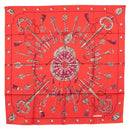 HERMES Carre 90 Scarf ""LES CLES"" Silk Red Auth SW1829M-1