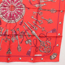 HERMES Carre 90 Scarf ""LES CLES"" Silk Red Auth SW1829M-10