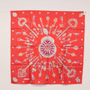 HERMES Carre 90 Scarf ""LES CLES"" Silk Red Auth SW1829M-12