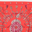 HERMES Carre 90 Scarf ""LES CLES"" Silk Red Auth SW1829M-3