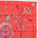 HERMES Carre 90 Scarf ""LES CLES"" Silk Red Auth SW1829M-4